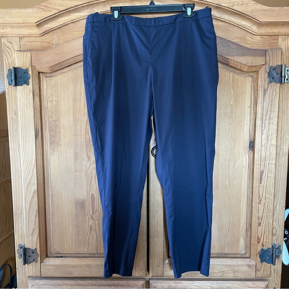 Women's Size 14 Navy Blue Pants Stretch Side Zip Jones New York